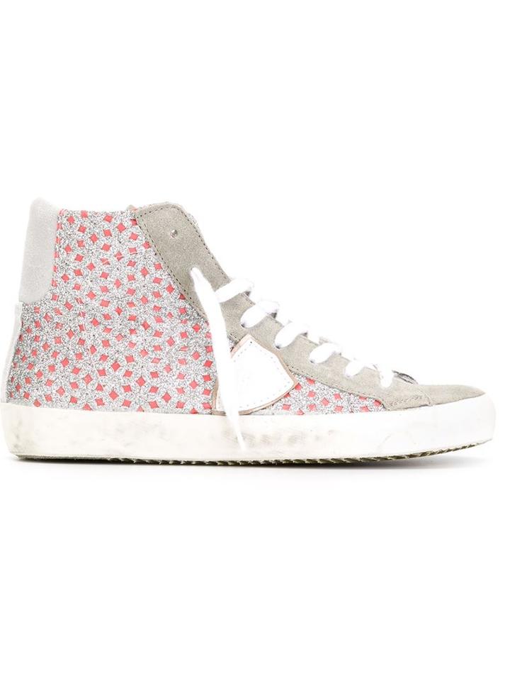 Philippe Model Printed Hi-top Sneakers, Women's, Size: 37, Grey, Leather/rubber/suede