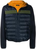 Z Zegna Colour Block Hooded Padded Jacket - Blue