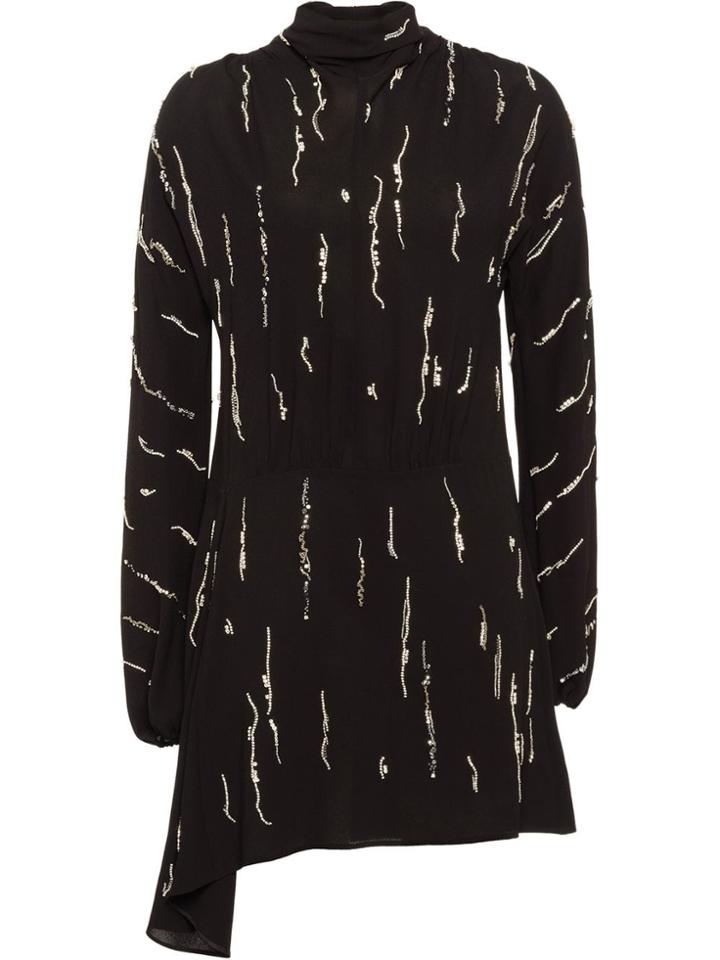 Prada Long-sleeved Satin Sablé Dress - Black