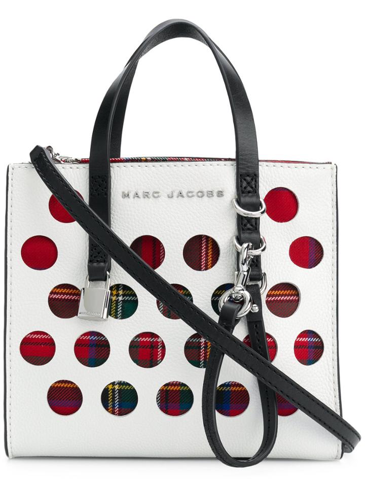 Marc Jacobs Perforated Tartan Mini Grind Bag - White