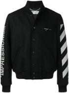 Off-white Diagonal Stripe Varsity Jacket - Black