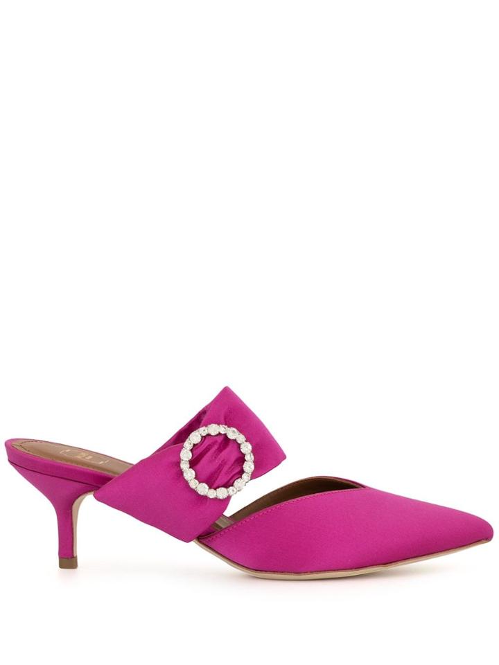 Malone Souliers Maite Crystal-embellished Satin Mules - Purple