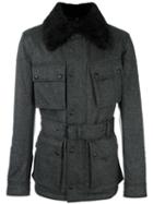 Belstaff Collar Detail Military Jacket, Men's, Size: 52, Grey, Sheep Skin/shearling/nylon/polyester/virgin Wool