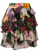Dolce & Gabbana Short Floral Ruffled Skirt - Black