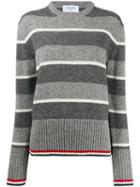 Thom Browne Wide Repp Stripe Relaxed Pullover - Grey