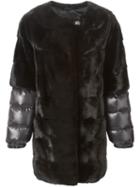 Liska Padded Sleeve Fur Coat, Women's, Size: Medium, Black, Mink Fur/polyamide/silk