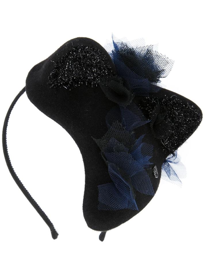 Maison Michel Tulle Appliqué Hat - Black