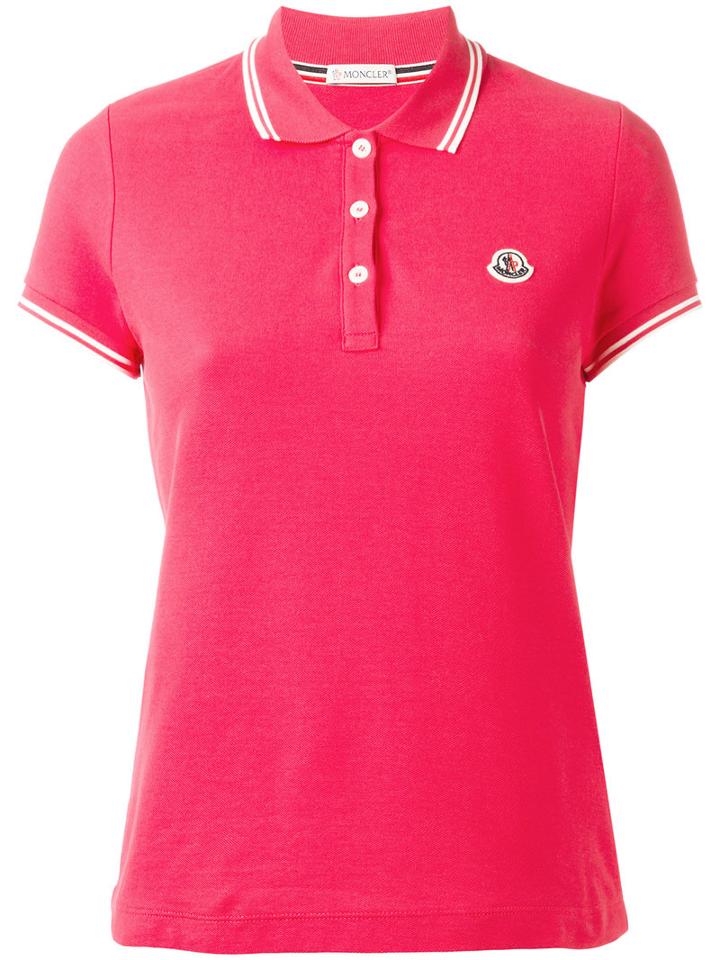 Moncler Striped Trim Polo Shirt, Women's, Size: Small, Pink/purple, Cotton