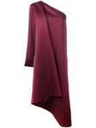 Solace - Satin One-shoulder Dress - Women - Polyester - 10, Women's, Red, Polyester