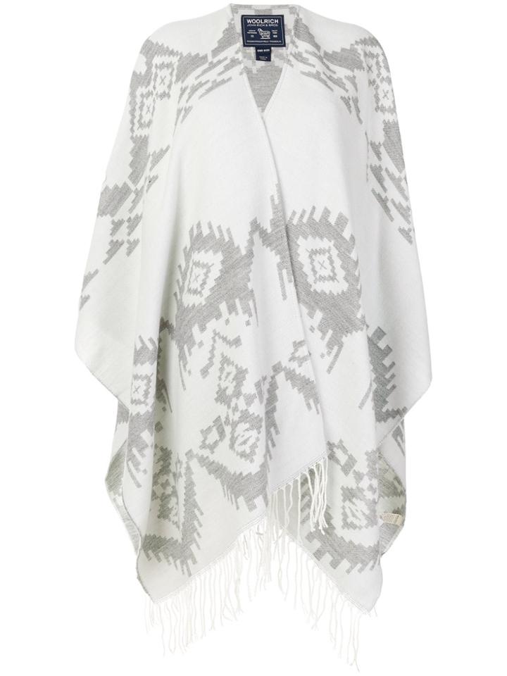 Woolrich Aztec Print Fringed Poncho - Grey