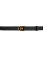 Gucci Leather Belt With Framed Double G - Black