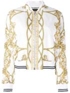 Versace La Coupe Des Dieux Bomber Jacket, Women's, Size: 38, White, Silk/viscose/cupro