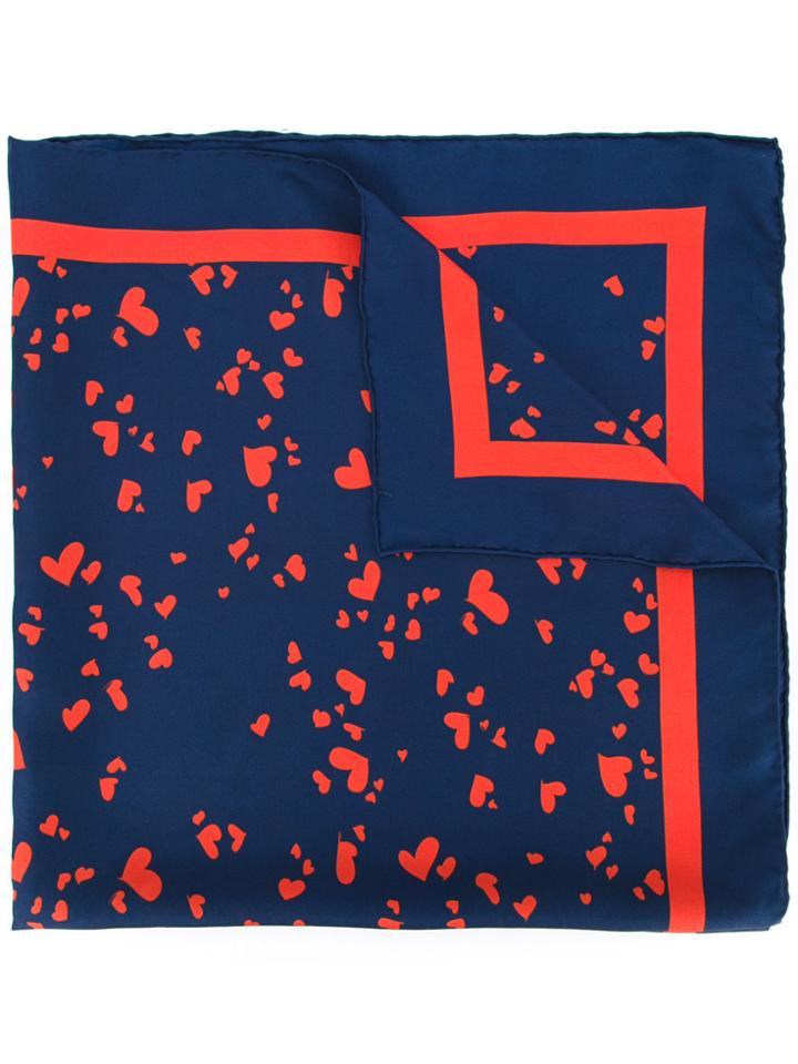 Macgraw Heart Print Scarf - Blue