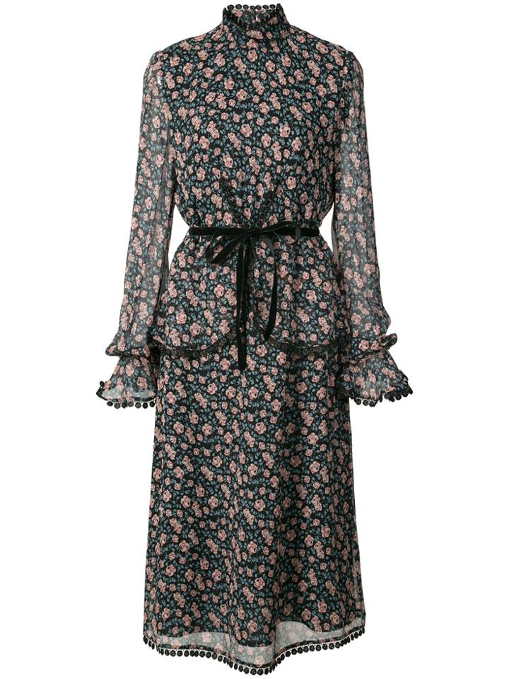 Anna Sui Printed Belted Dress - Black