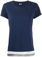 Ea7 Emporio Armani Striped Hem T-shirt - Blue