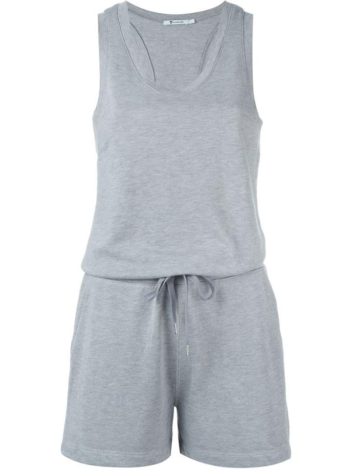 T By Alexander Wang Sleeveless Playsuit, Women's, Size: Medium, Grey, Polyester/rayon