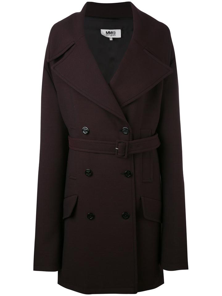 Mm6 Maison Margiela - Oversized Coat - Women - Polyester/spandex/elastane/viscose/virgin Wool - 38, Pink/purple, Polyester/spandex/elastane/viscose/virgin Wool