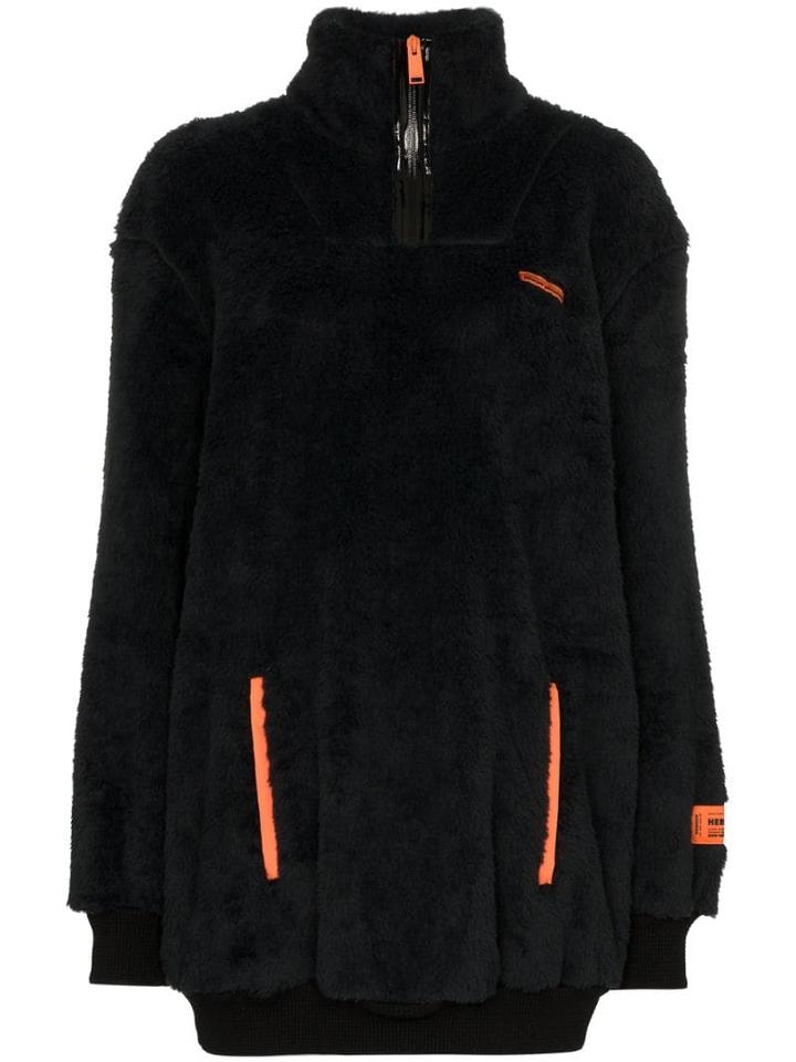 Heron Preston Half-zip Fleece Jumper - Black