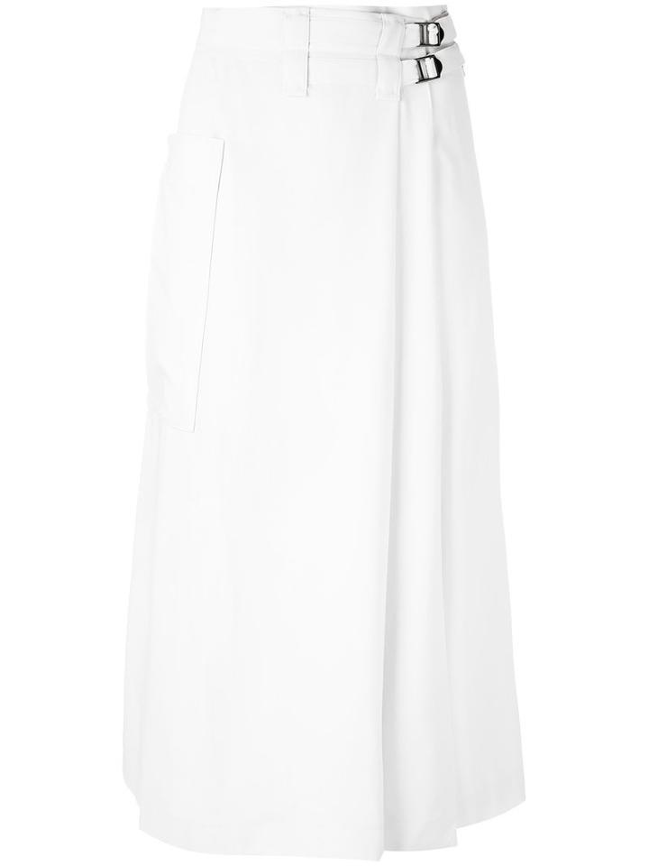 Bottega Veneta - Double Buckle Midi Skirt - Women - Cupro/wool - 38, Women's, Nude/neutrals, Cupro/wool