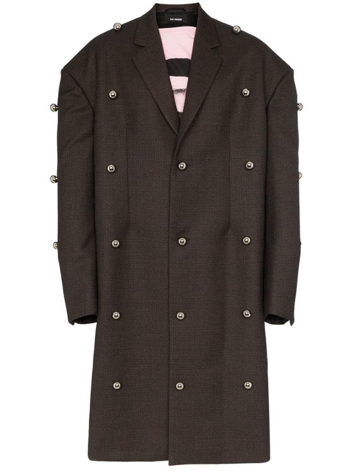 Raf Simons Oversized Studded Woollen Blazer Jacket - Brown