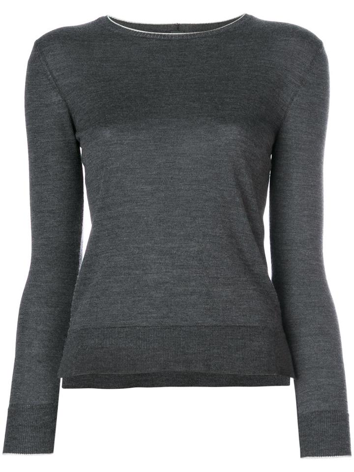 Eleventy - Side-slit Jumper - Women - Silk/merino - Xs, Grey, Silk/merino