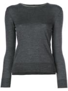 Eleventy - Side-slit Jumper - Women - Silk/merino - Xs, Grey, Silk/merino