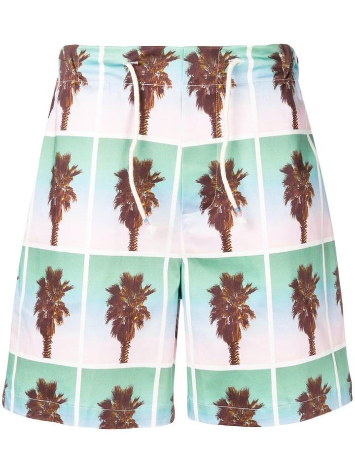 The Silted Company Palm Tree Print Shorts - White