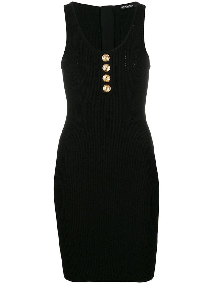 Balmain Fitted Knit Dress - Black