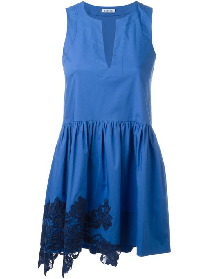 P.a.r.o.s.h. Crochet Hem Detailing Dress, Women's, Size: Xxl, Blue, Cotton/spandex/elastane