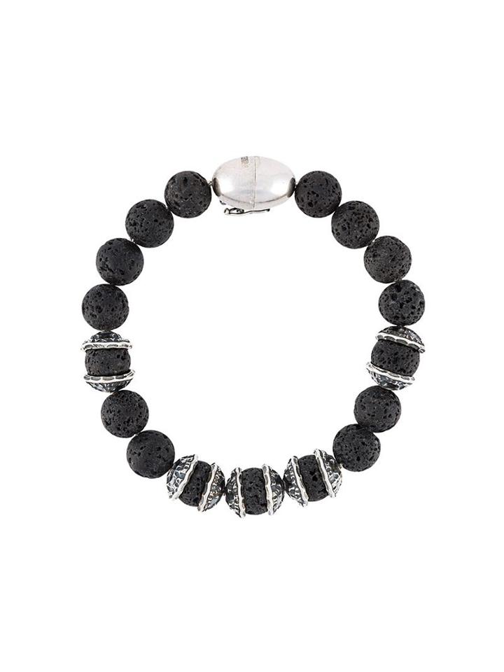 Emanuele Bicocchi Stone Bracelet, Men's, Size: Large, Black