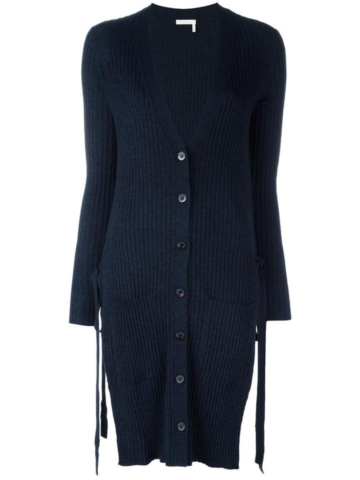 See By Chloé Side Tie Cardigan, Women's, Size: Medium, Blue, Wool