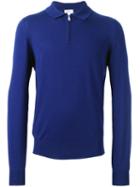 Brioni Zip Up Polo Shirt, Men's, Size: 50, Blue, Wool