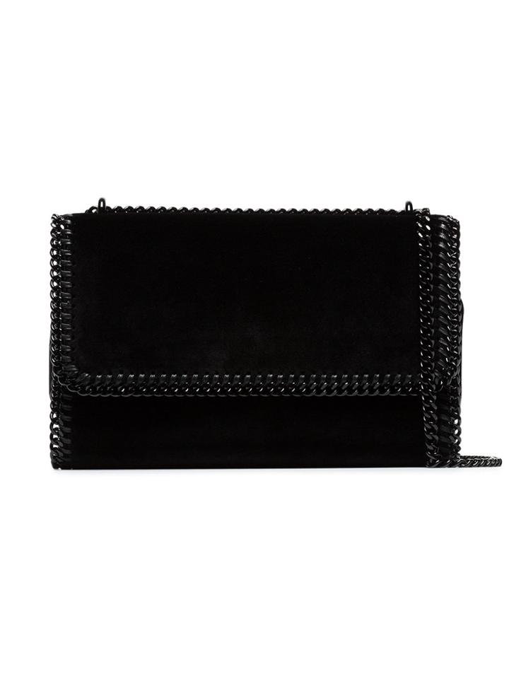 Stella Mccartney Black Falabella Small Velvet Shoulder Bag