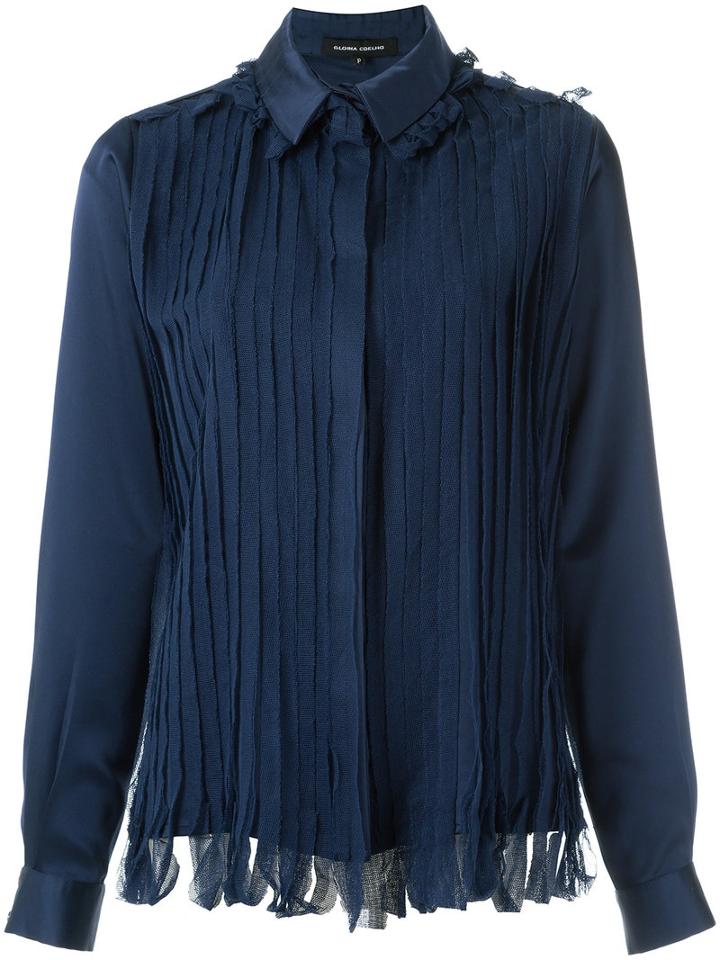 Gloria Coelho - Pleated Shirt - Women - Polyester/acetate - P, Women's, Blue, Polyester/acetate