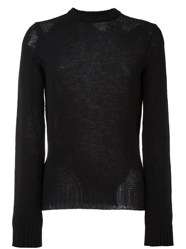 Maison Margiela Distressed Knit Sweater, Men's, Size: Xxl, Black, Wool