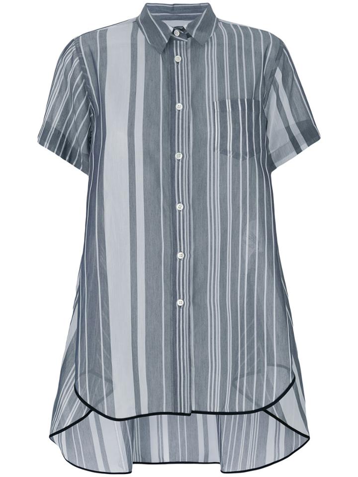 Sacai Striped Stepped Hem Shirt - Grey