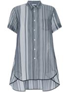 Sacai Striped Stepped Hem Shirt - Grey