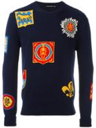 Alexander Mcqueen Badge Intarsia Jumper - Blue