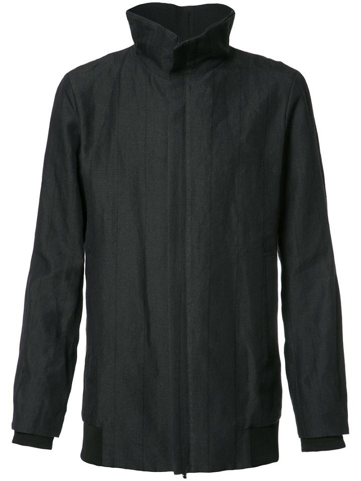 Devoa Front Zip High Neck Coat, Men's, Size: 4, Grey, Ramie/polyester