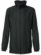 Devoa Front Zip High Neck Coat, Men's, Size: 4, Grey, Ramie/polyester