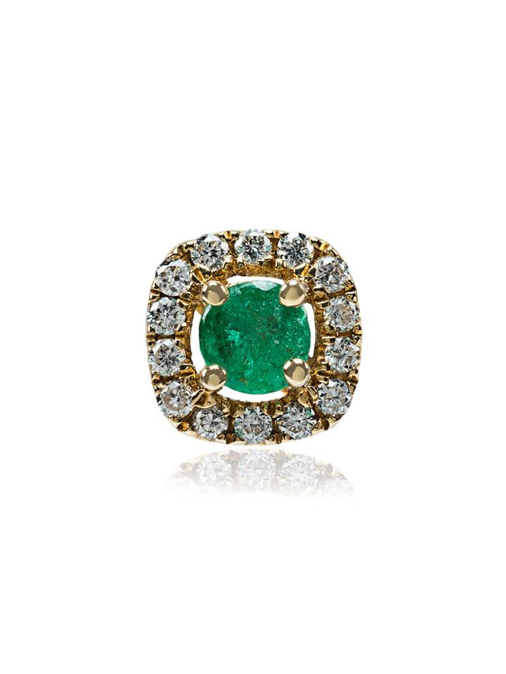 Rosa De La Cruz Emerald And White Diamond Stud - Green