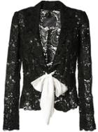 Monique Lhuillier - Tie-front Lace Jacket - Women - Silk - 8, Black, Silk