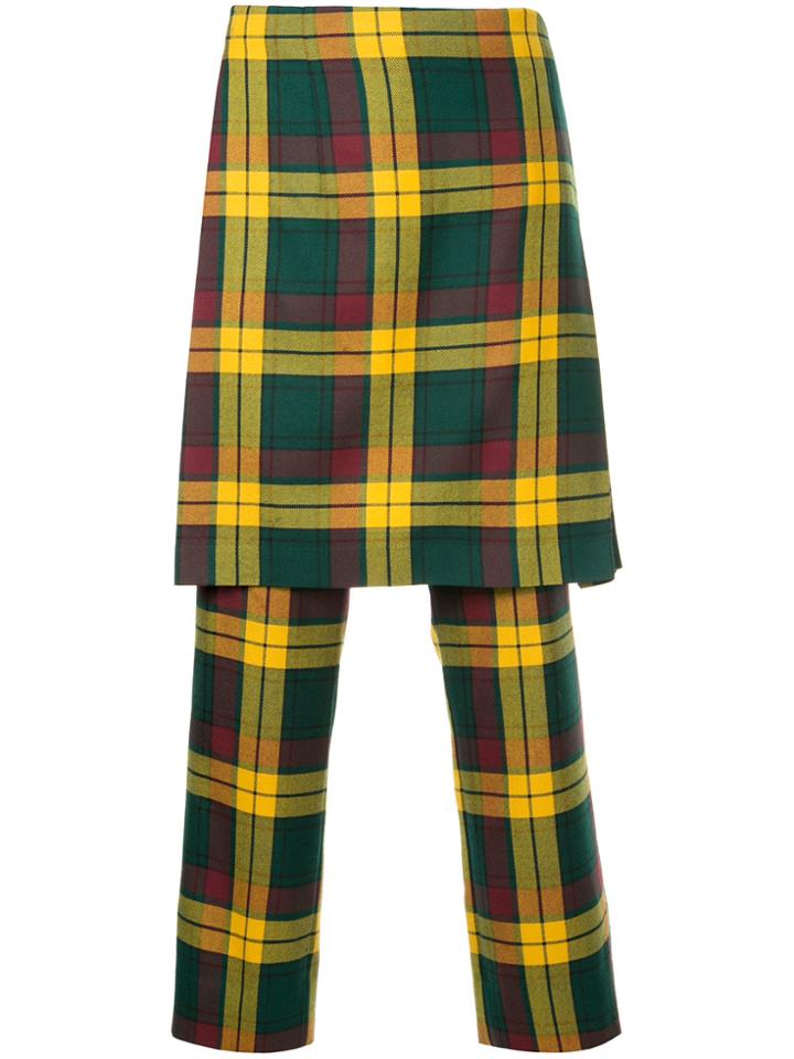 Comme Des Garçons Vintage Tartan Apron Trousers - Green