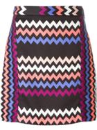 Msgm Zig Zag Print Skirt - Multicolour