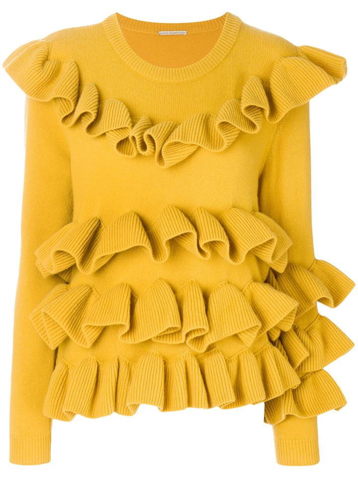 Marco De Vincenzo Ruffled Trim Top - Yellow & Orange