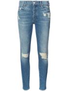 Mother Ripped Trim Skinny Jeans - Blue