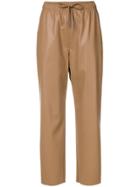 Max Mara Faux Leather Drawstring Trousers - Brown