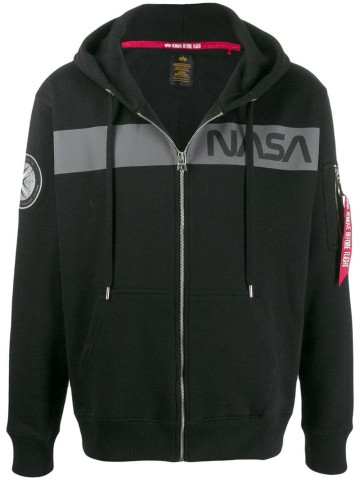 Alpha Industries Nasa Zip Front Hoodie - Black