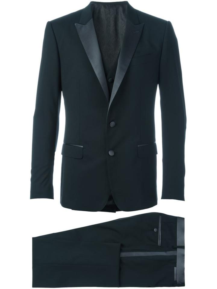 Dolce & Gabbana Dinner Suit, Men's, Size: 54, Black, Silk/polyester/spandex/elastane/virgin Wool