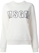 Msgm Logo Patch Sweatshirt, Women's, Size: L, White, Cotton
